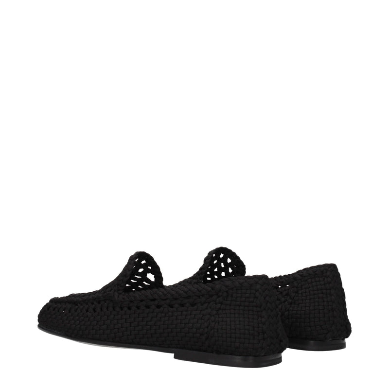 Dolce & Gabbana Black Fabric Slip-On Loafers for Men
