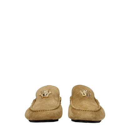 Brogues à enfiler en cuir beige de Versace