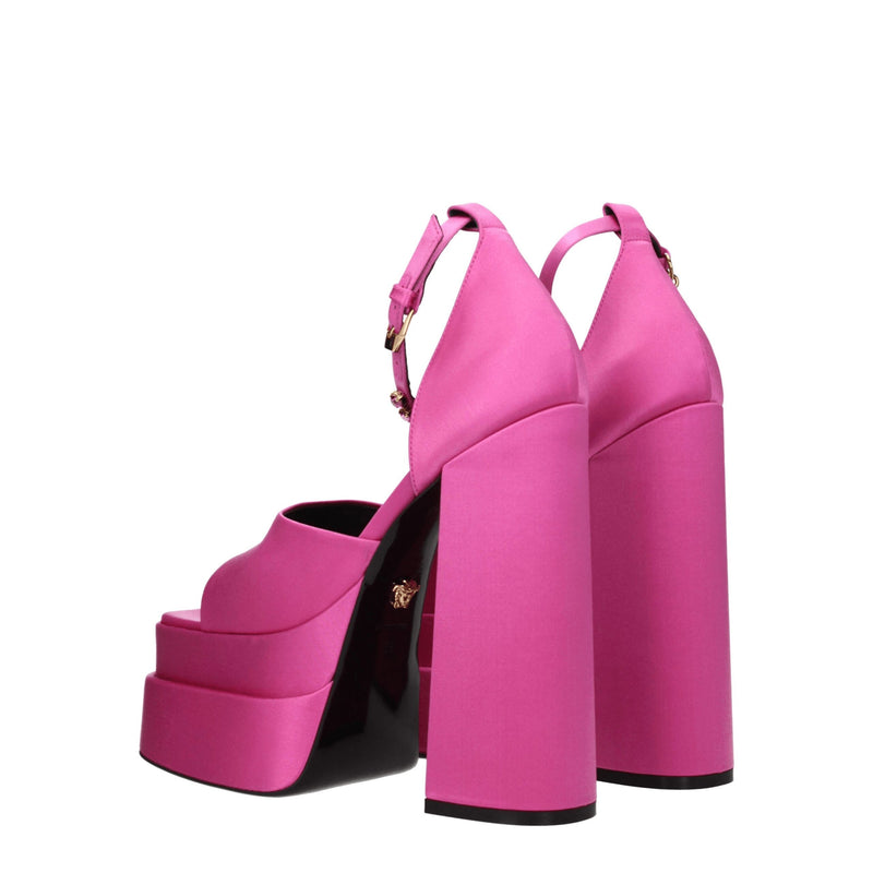 Versace Pink Satin Platforms - High Heel Sandals