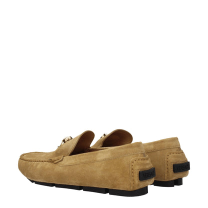 Brogues à enfiler en cuir beige de Versace