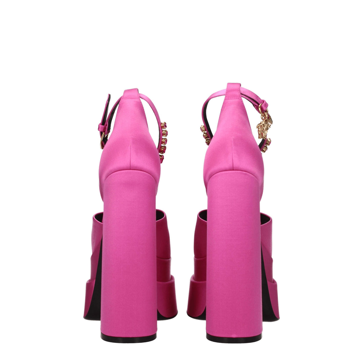 Versace Pink Satin Platforms - High Heel Sandals