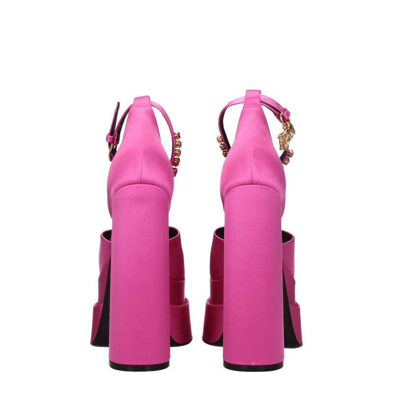 Versace Pink Satin Platforms - High Heel Sandals