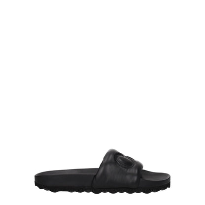 Sandales-chaussons en cuir blanc cassé et noir