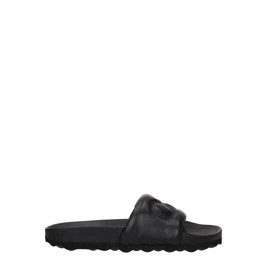 Sandales-chaussons en cuir blanc cassé et noir