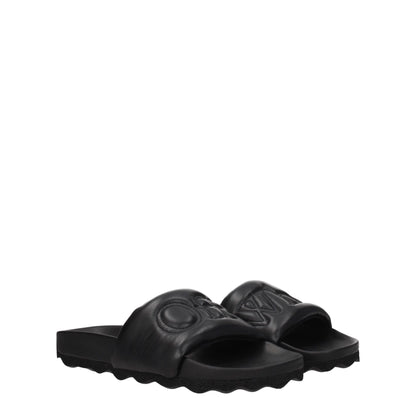 Sandales-chaussons en cuir blanc cassé et noir