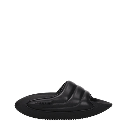 Sandales-chaussons en cuir noir Balmain