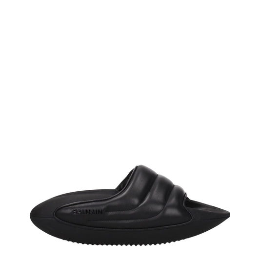 Sandales-chaussons en cuir noir Balmain