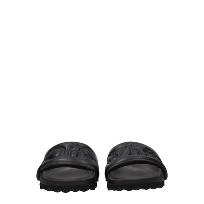 Sandales-chaussons en cuir blanc cassé et noir