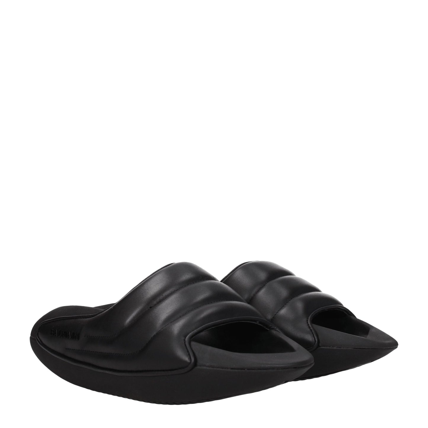 Sandales-chaussons en cuir noir Balmain