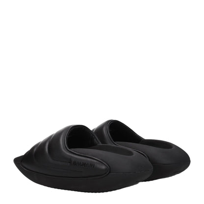 Sandales-chaussons en cuir noir Balmain