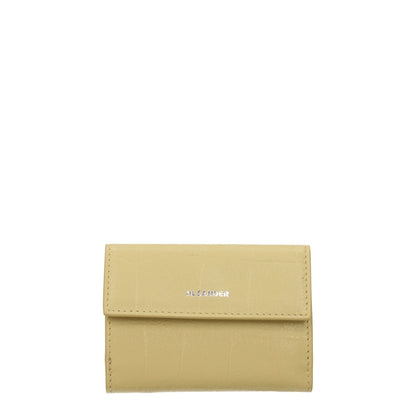 Portefeuilles en cuir jaune Jil Sander