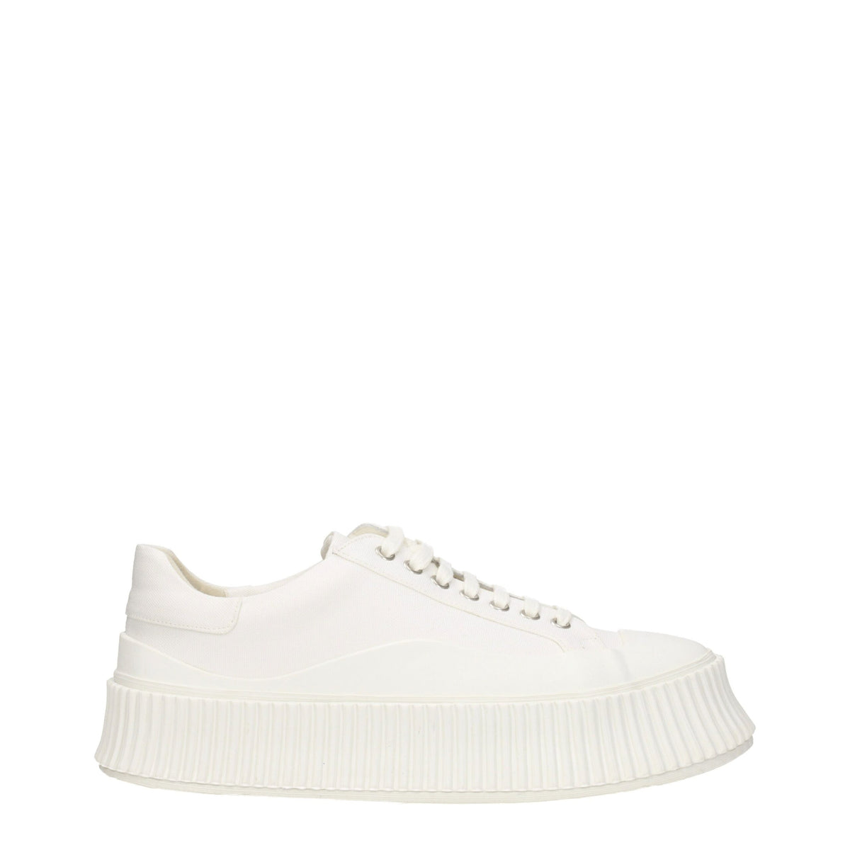 Jil Sander White Fabric Platform Sneakers - Élégance et Confort