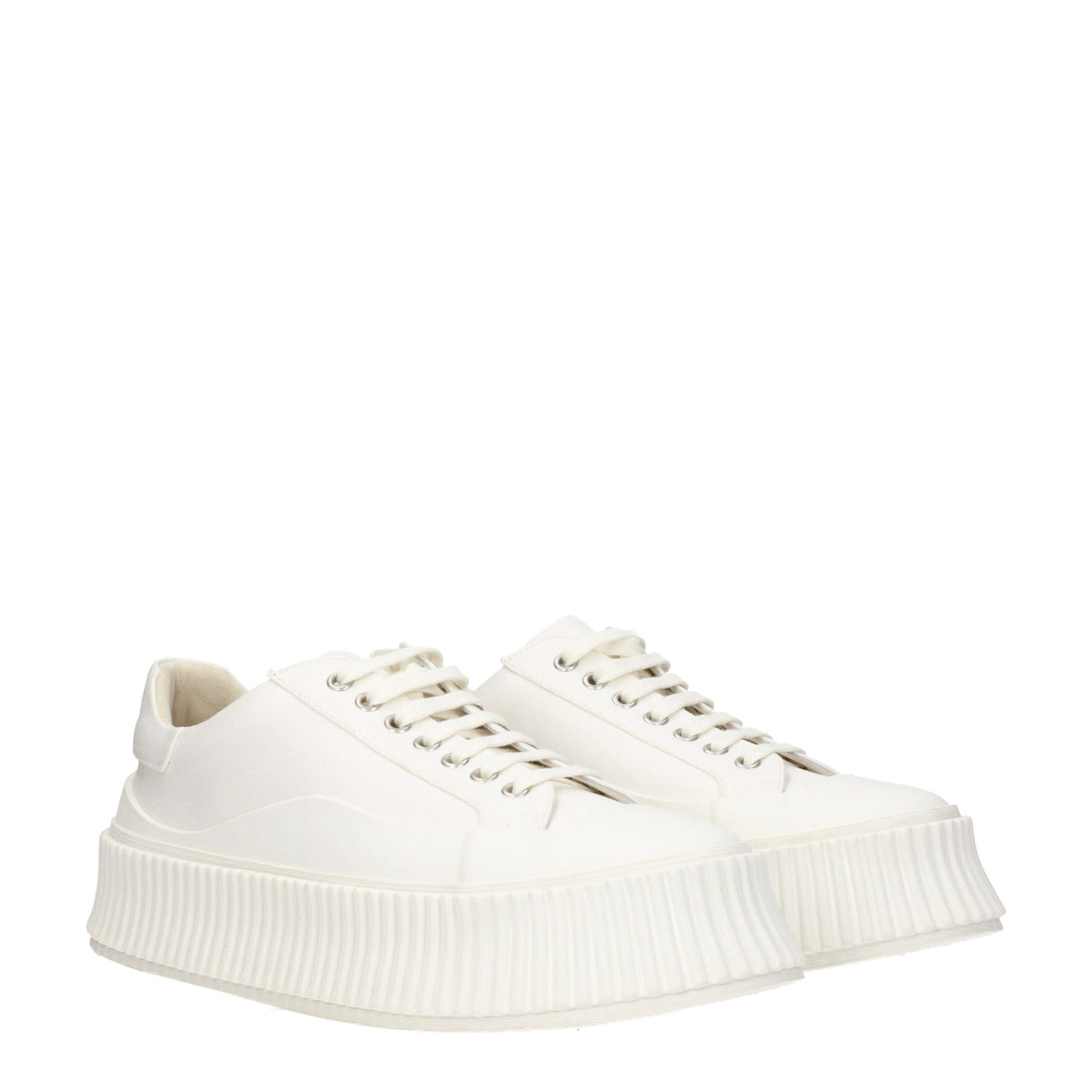 Jil Sander White Fabric Platform Sneakers - Élégance et Confort