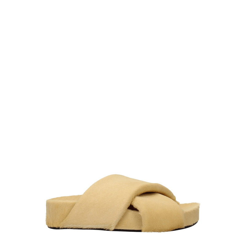Jil Sander Beige Horsehair Slippers Sandals for Women