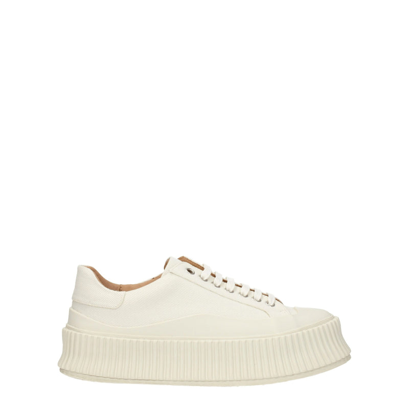 Jil Sander White Fabric Platform Sneakers - All-Day Comfort