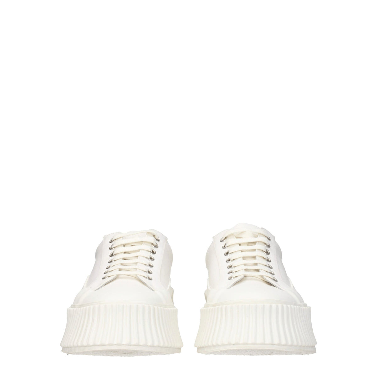 Jil Sander White Fabric Platform Sneakers - Élégance et Confort