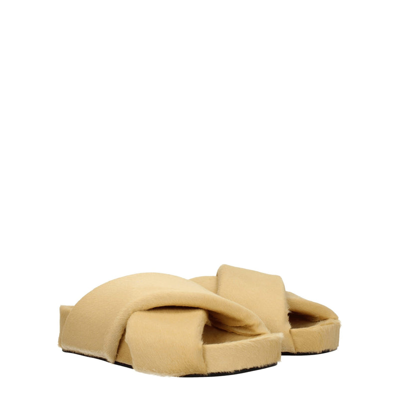 Jil Sander Beige Horsehair Slippers Sandals for Women