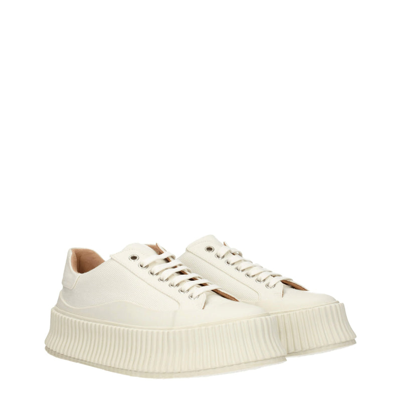 Jil Sander White Fabric Platform Sneakers - All-Day Comfort