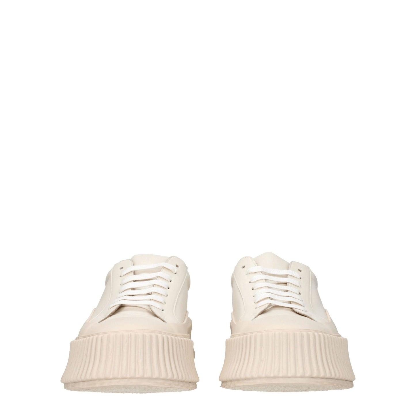 Sneakers à plateforme en cuir beige de Jil Sander