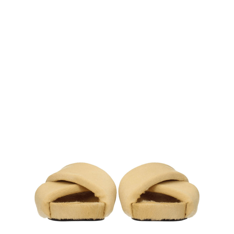 Jil Sander Beige Horsehair Slippers Sandals for Women