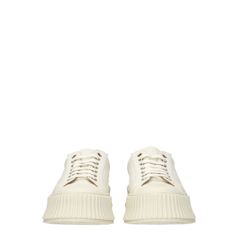 Jil Sander White Fabric Platform Sneakers - All-Day Comfort