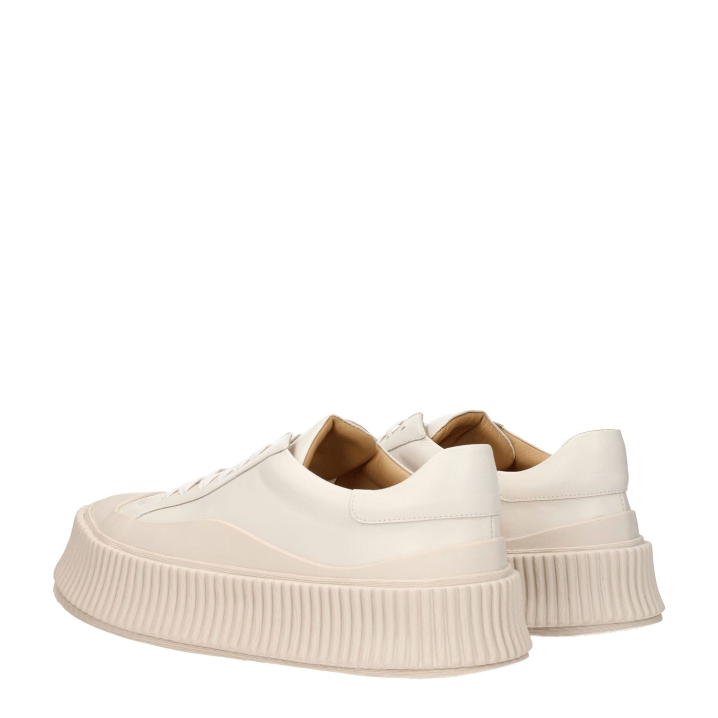 Sneakers à plateforme en cuir beige de Jil Sander