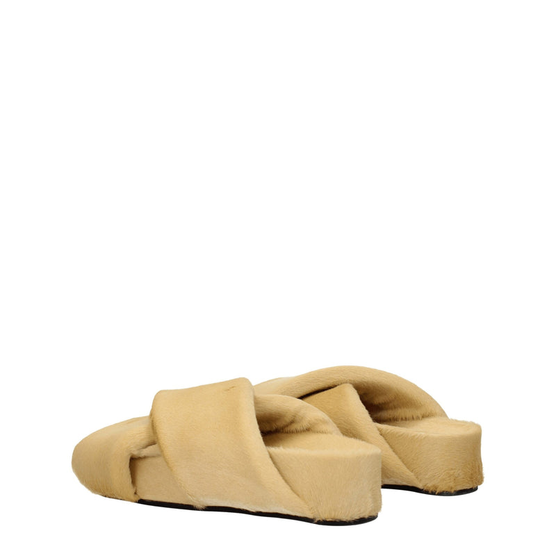 Jil Sander Beige Horsehair Slippers Sandals for Women