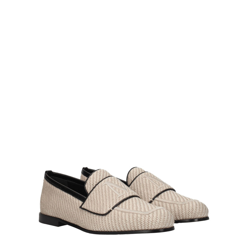 Max Mara Beige Fabric Slip-On Loafers for Women