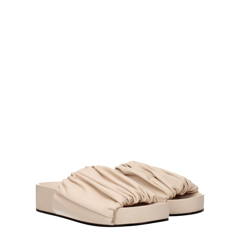 Jil Sander Pink Leather Slippers Sandals - Stylish Comfort