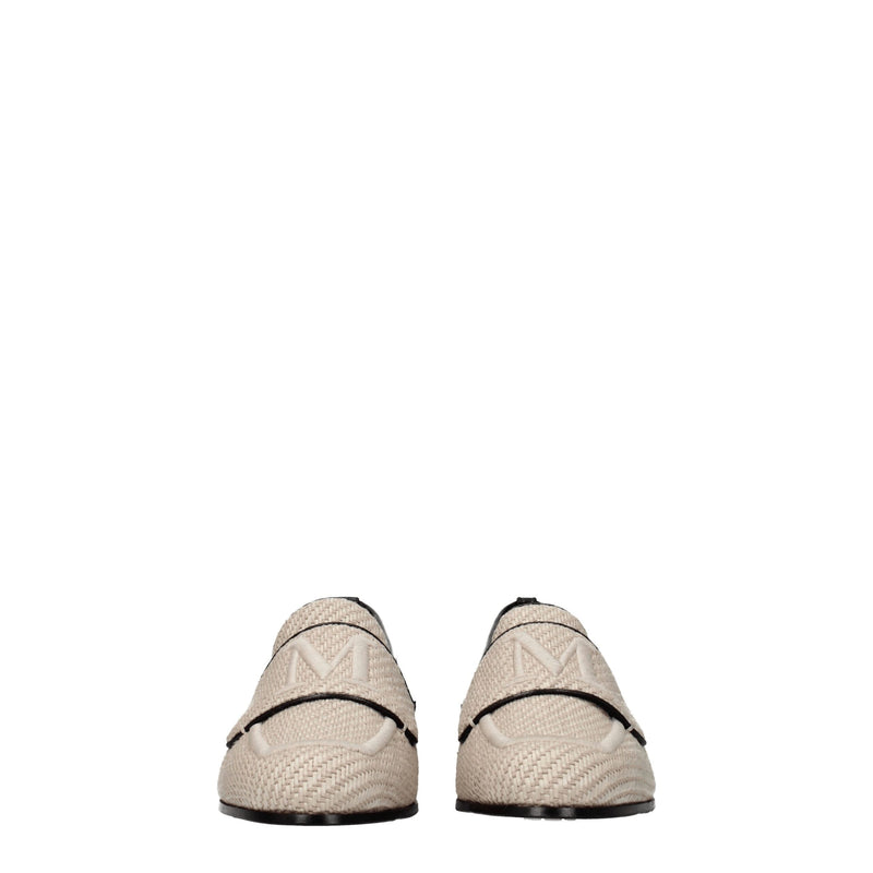 Max Mara Beige Fabric Slip-On Loafers for Women