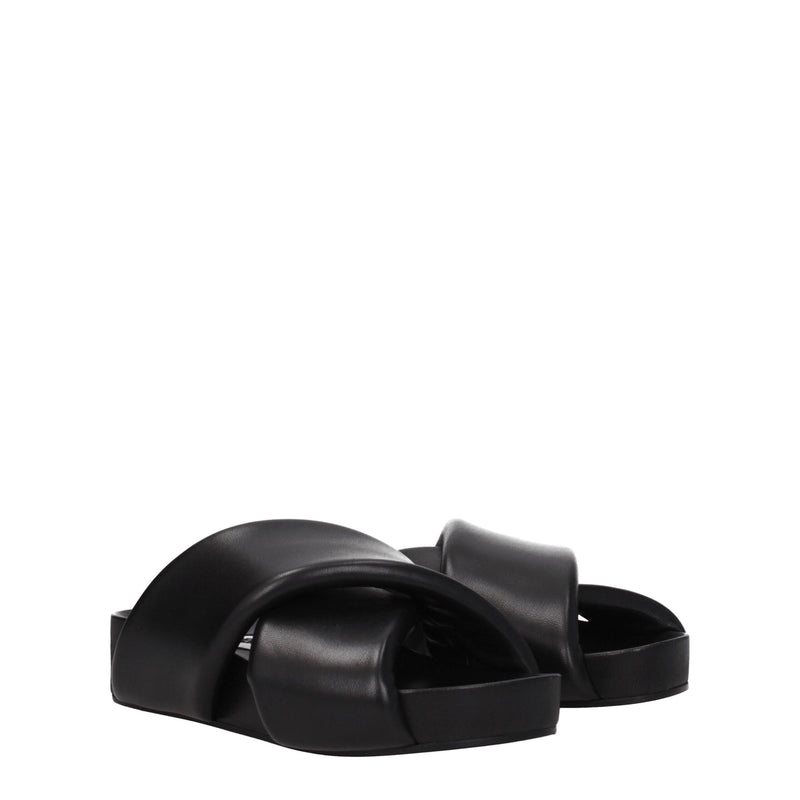 Jil Sander Black Leather Slippers Sandals - Elegant Summer Comfort