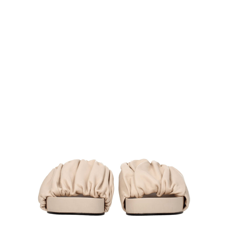 Jil Sander Pink Leather Slippers Sandals - Stylish Comfort