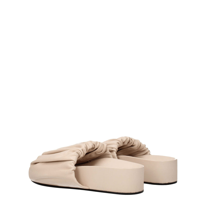Jil Sander Pink Leather Slippers Sandals - Stylish Comfort