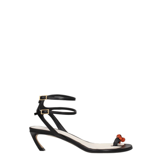 Lanvin Zwarte Lederen Stiletto Hakken Sandalen