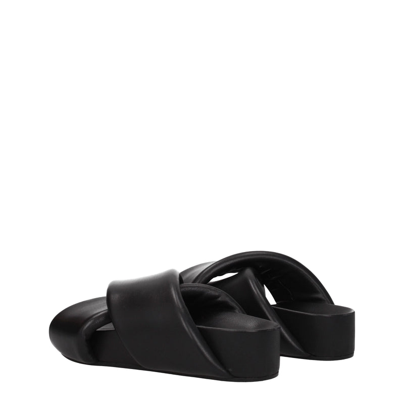 Jil Sander Black Leather Slippers Sandals - Elegant Summer Comfort