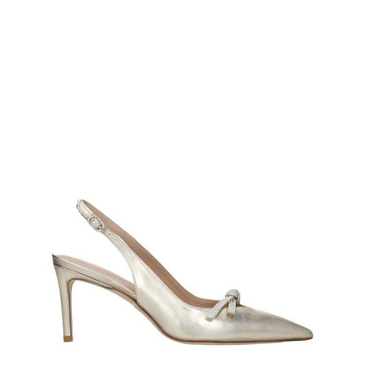 Gouden leren stiletto sandalen van Stuart Weitzman
