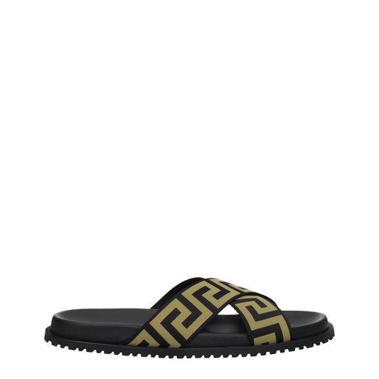 Sandales-chaussons en tissu noir Versace