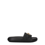 Versace Black Leather Slippers Sandals for Women