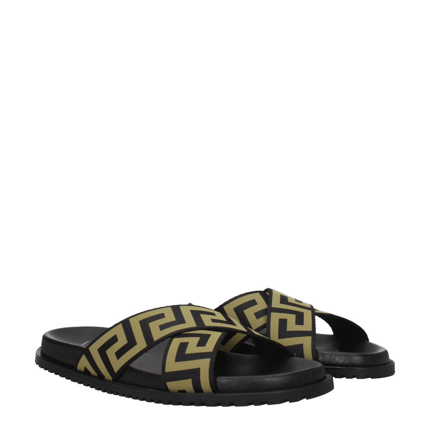 Sandales-chaussons en tissu noir Versace