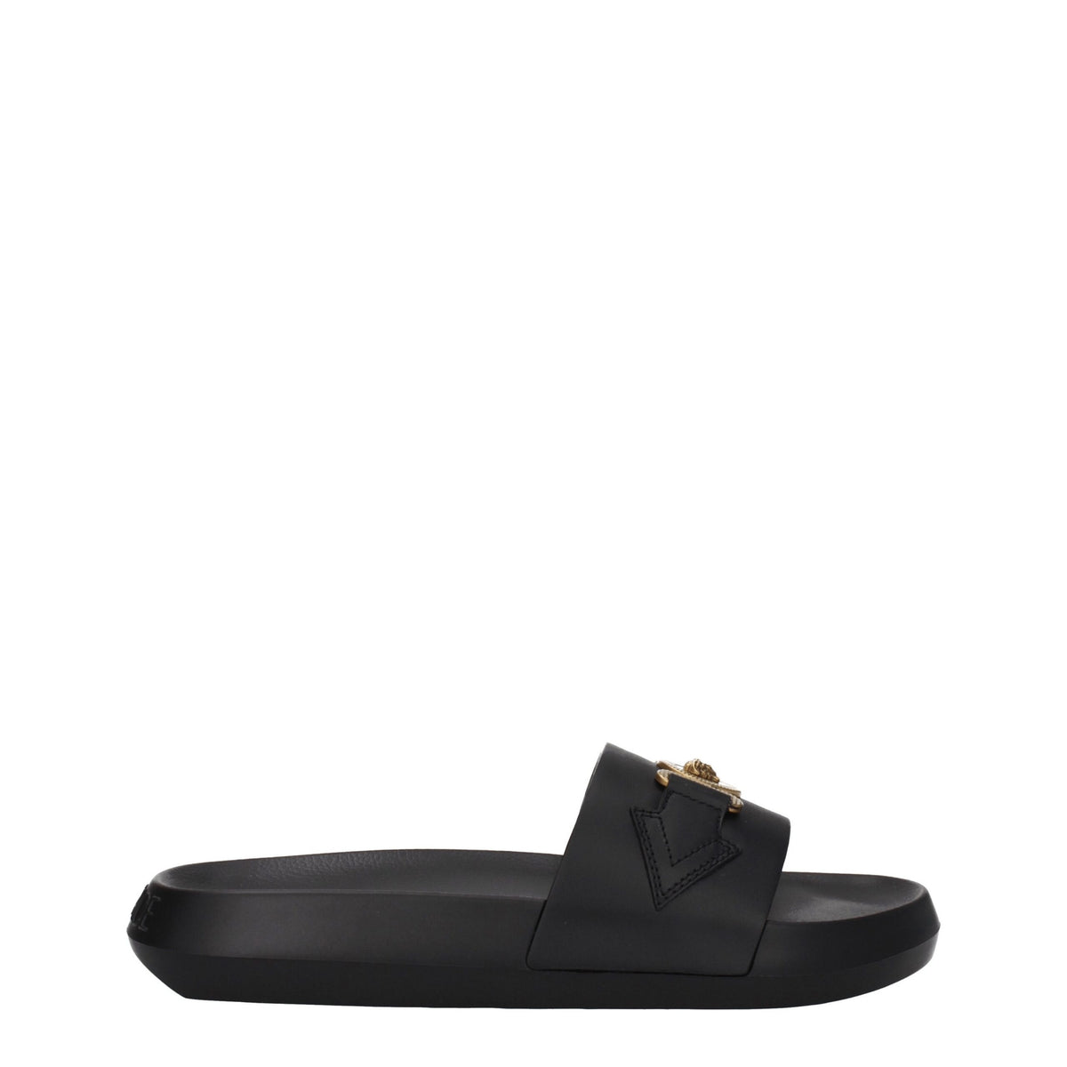 Versace Black Leather Slippers - Luxe Casual Footwear