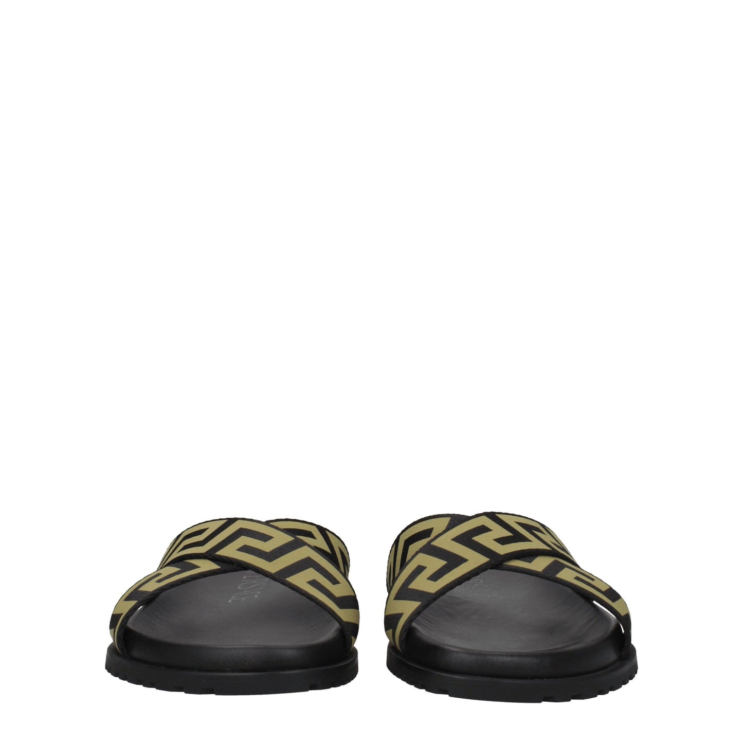 Sandales-chaussons en tissu noir Versace