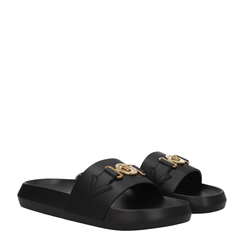 Versace Black Leather Slippers - Luxe Casual Footwear