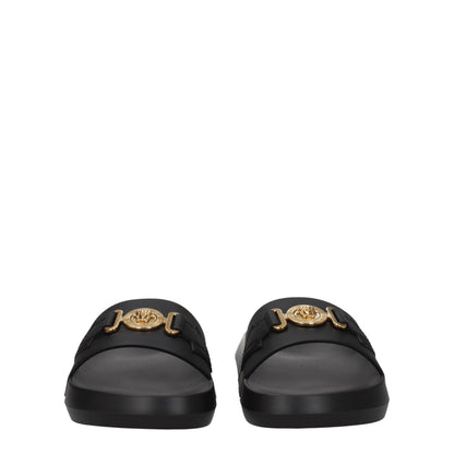 Pantoufles Versace en cuir noir