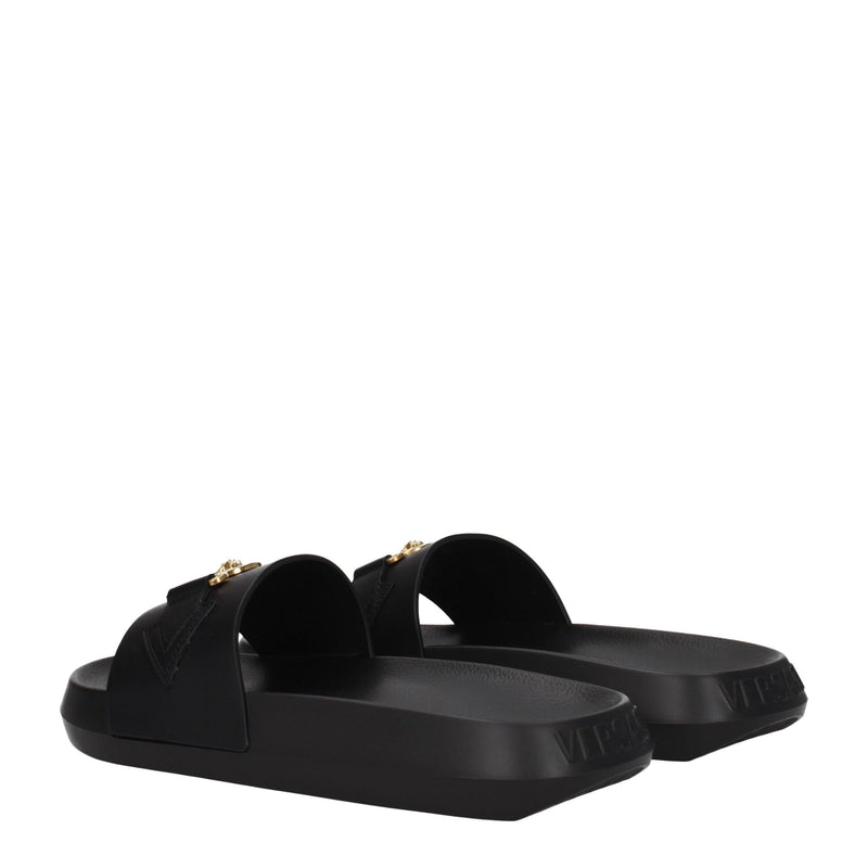 Versace Black Leather Slippers - Luxe Casual Footwear