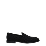 Dolce & Gabbana Black Velvet Slip-On Loafers for Men