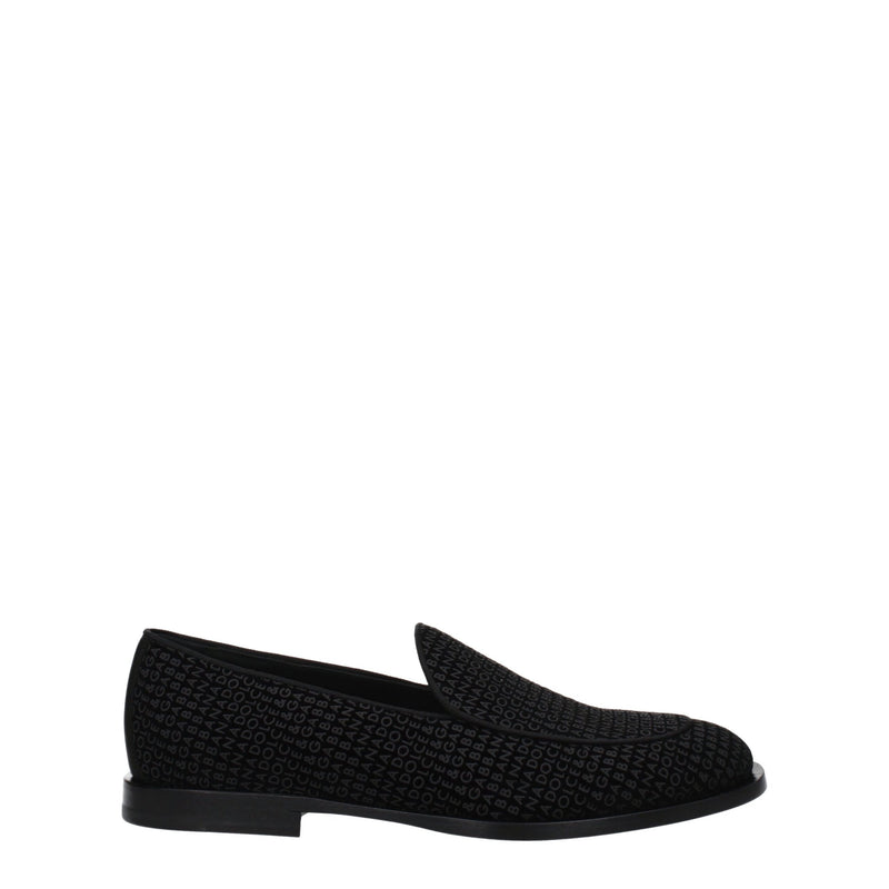 Dolce & Gabbana Black Velvet Slip-On Loafers for Men