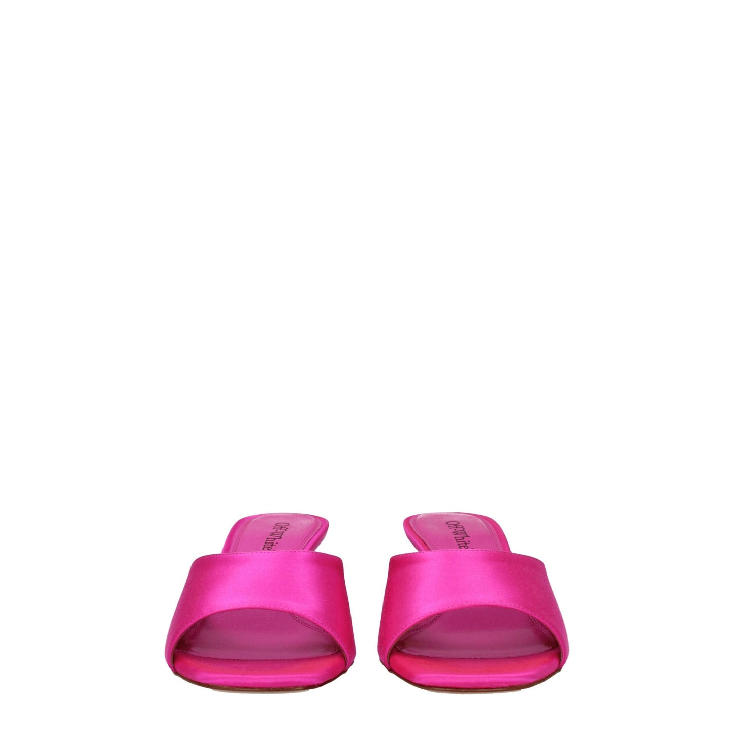 Sandaal met stilettohak in off-white roze satijn