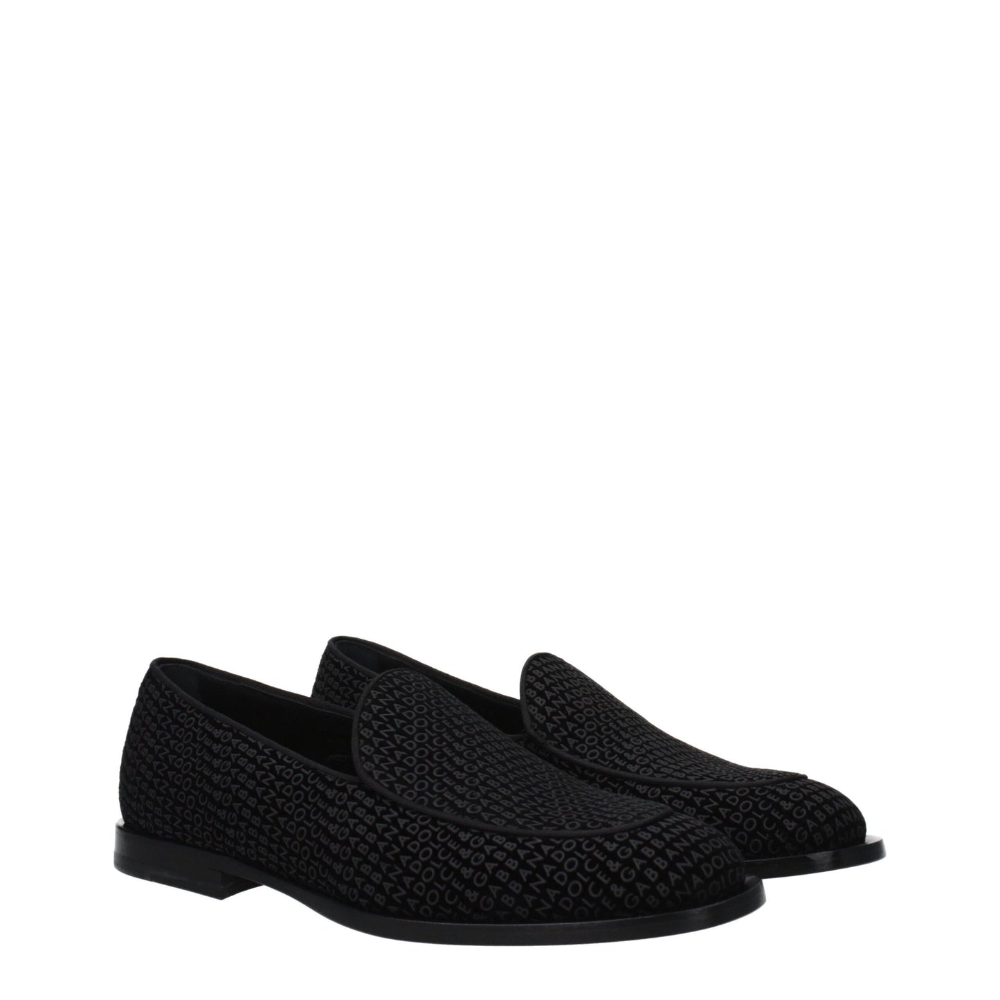 Mocassins à enfiler en velours noir de Dolce &amp; Gabbana