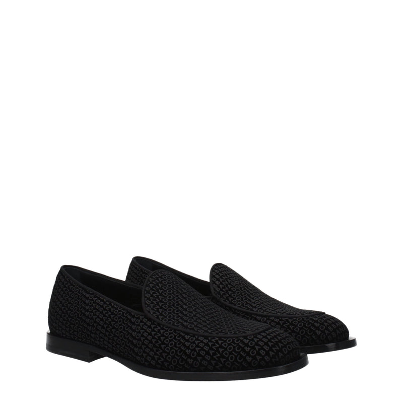 Dolce & Gabbana Black Velvet Slip-On Loafers for Men