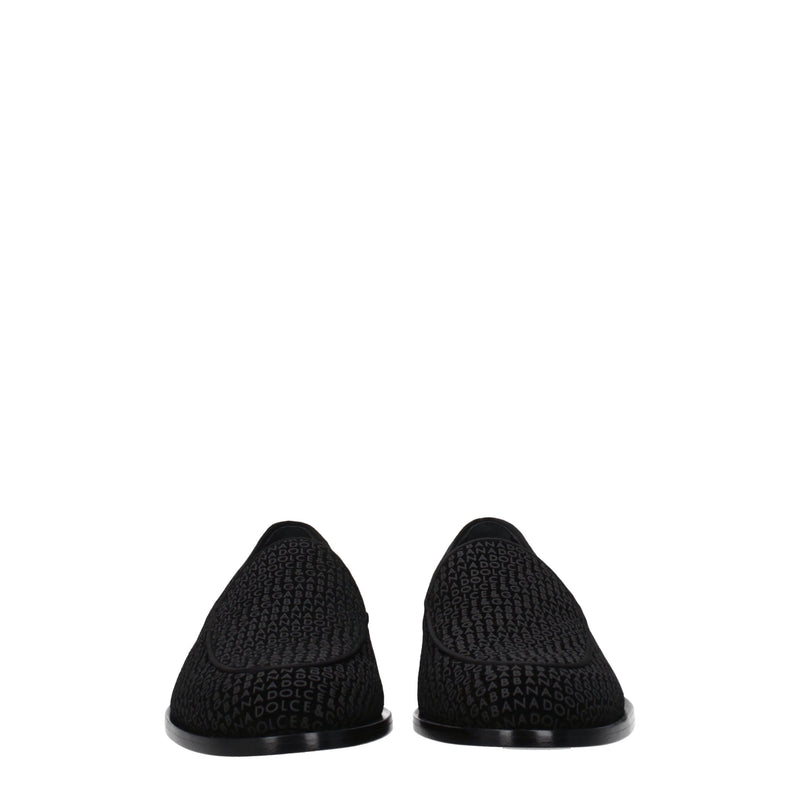Dolce & Gabbana Black Velvet Slip-On Loafers for Men